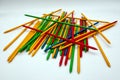 Game of Mikado, Shangai game. Colored plastic sticks isolated on white background. Royalty Free Stock Photo