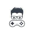 Game nerd geek gamer joystick console controller logo