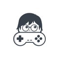 Game nerd geek gamer joystick console controller logo