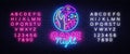 Game Night neon sign logo design template. Game night logo in neon style, gamepad in hand, video game concept, modern