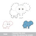 Game for numbers. One cartoon elephant