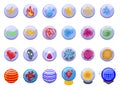 Game orbs icons set isometric vector. Magical game fantasy