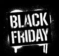 Stencil Black Friday sale inscription. White graffiti print on black background. Vector design street art