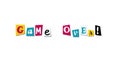 Game over colorful cut newspaper symbols design