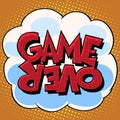 Game over comic bubble retro text