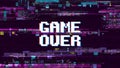 Game over fantastic computer background with glitch noise retro effect vector screen Royalty Free Stock Photo