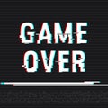 Game Over glitch text. Anaglyph 3D effect. Technological retro background. Vector illustration. Creative web template. Flyer, post