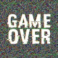 Game Over glitch text. Anaglyph 3D effect. Technological retro background. Vector illustration. Creative web template