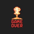 Game over with pixel art explosion