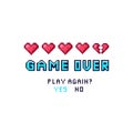 Game over pixelated death screen template