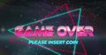 Game Over Please Insert Coin text on triangles against space in background Royalty Free Stock Photo