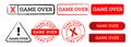 game over rectangle triangle circle stamp and button sign defeat failure gamer