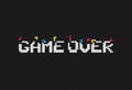 Game over vector illustration. Retro video game design element on dark background. 8 bit style Royalty Free Stock Photo