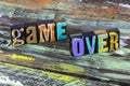 Game over video design failure error end finish final defeat resignation