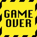 game over yellow sign with caution frame Royalty Free Stock Photo