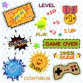 Game patch set, vintage gamer elements