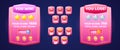 Game pink boards of win or lose, badges of level