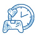 game playing love time doodle icon hand drawn illustration