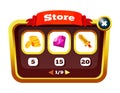 Game pop-up window with menus. Store with improved skills. Royalty Free Stock Photo