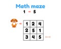 Game for preschool children. mathematical maze. help the puppy to get to the bone. find numbers from 1 to 5