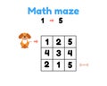 Game for preschool children. mathematical maze. help the puppy to get to the bone. find numbers from 1 to 5