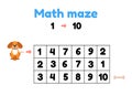 Game for preschool children. mathematical maze. help the puppy to get to the bone. find numbers from 1 to 10