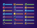 Game progress bars vector set ui cartoon interface