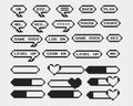 Game props collection set pixel monochrome speech bubble dialog chat 8 bit computer old UI style graphic icon editable