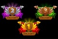 Game rating icons with Shields and ribbons. Vector Icons For game, user interface, banner, application, game development