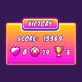 Game rating icons win victory, inscriptions for game ending, level results icon