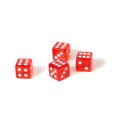 Game red dices isolated white with max result. Royalty Free Stock Photo