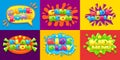 Game room posters. Fun kids playroom, games playing zone for young kid and kids menu vector illustration background