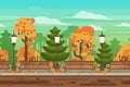 Game seamless autumn landscape park background