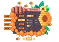 Game set user interface of honey bee setting menu window mobile application design graphic Royalty Free Stock Photo