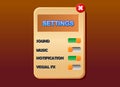 Game settings menu ui vector