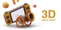 Game shoot concept. Realistic game console, wheel cannon. Choice of weapons for virtual battle Royalty Free Stock Photo