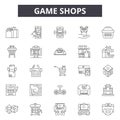 Game shops line icons, signs, vector set, outline illustration concept
