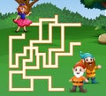 Game snow white maze find their way to the dwarf Royalty Free Stock Photo