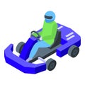 Game sport carting racer icon isometric vector. Finish fun