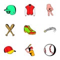 Game stadium icons set, cartoon style