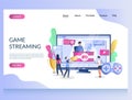 Game streaming vector website landing page design template Royalty Free Stock Photo