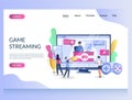 Game streaming vector website landing page design template Royalty Free Stock Photo