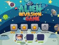 Game template with alien invasion in the space