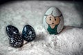 Game of Thrones character Khaleesi or Queen Daenerys Targaryen. Creative Egg on Easter Holidays. DIY Idea on Easter Royalty Free Stock Photo