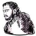 Game of thrones character. Kit Harington in role of Jon Snow. Fantasy literature hero portrait