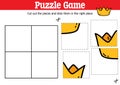 Game to cut and stick pieces with doodle crown