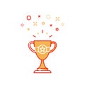 Game trophy line icon, champion award, first place reward, contest goblet prize