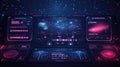 Game Twitch Interface and Space Stream Overlay - Streaming Screen with Gamer Username Panels, Menus, and Buttons for