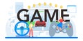 Game typographic header. Creative process of a computer Royalty Free Stock Photo