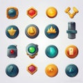 Game UI assets set. Gaming user interface icons collection. vector illustration. Generative AI Royalty Free Stock Photo